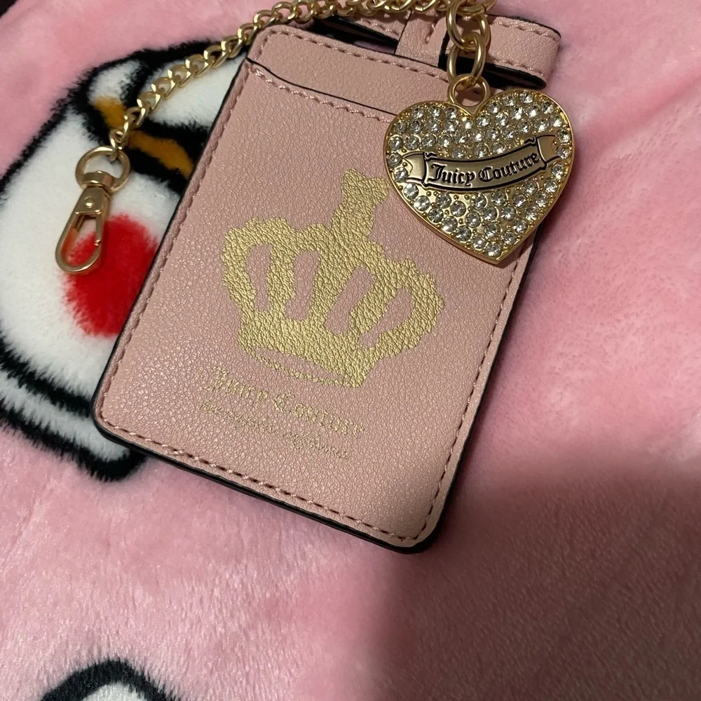 Juicy Couture Pink Card Holder with Gold Accents